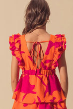 Floral V Neck Layered Dress with Elasticized Waist
