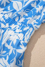 Floral V Neck Puff Short Sleeve Flowy Dress Woman Casual Dress