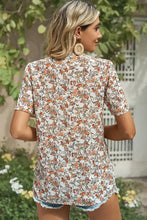 Floral V-Neck Short Sleeve T-Shirt with floral print