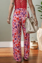 Floral Wide Leg Elastic High Waist Pants Woman Pants