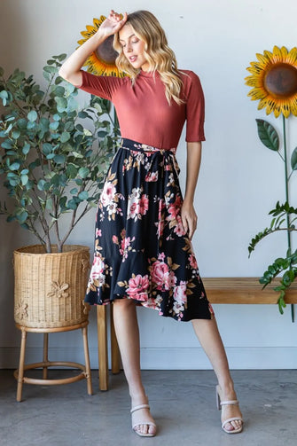 Floral Wrap Ruffle Midi Skirt for Women Floral