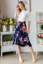 Floral Wrap Ruffle Skirt with Elegant Midi Length and Feminine Detail Navy