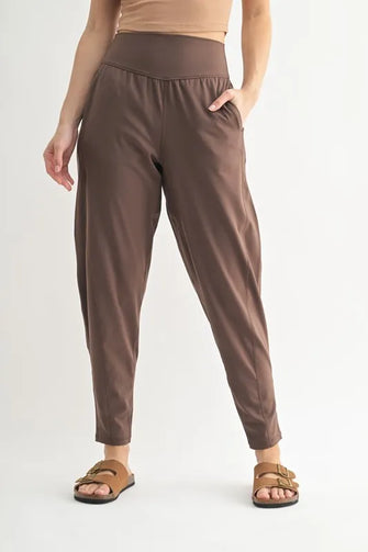 Flowbarrel High Waist Brown Lounge and Jogger Active Pants for Women RICH SOIL