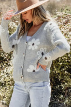 Flower Button Up Long Sleeve Cardigan Woman Outerwear