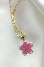 Flower Pendant Stainless Steel Necklace Purple One Size Necklaces