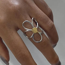 Flower Ring Silver and 18k Gold-Plated Stainless Steel Jewelry Gold One Size Fashion Jewelry