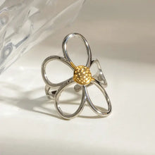 Flower Ring Silver and 18k Gold-Plated Stainless Steel Jewelry Fashion Jewelry
