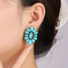 Flower Shape Artificial Turquoise Earrings Earrings