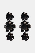 Flower Shape Zinc Alloy Dangle Earrings Black One Size Earrings