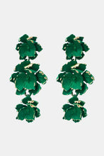 Flower Shape Zinc Alloy Dangle Earrings Dark Green One Size Earrings