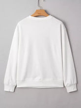 White football 3d letter graphic crew neck sweatshirt with ribbed cuffs and slightly stretchy fabric care instructions machine wash