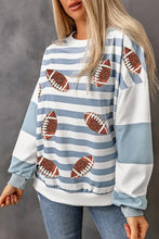 Women’s football striped round neck long sleeve sweatshirt