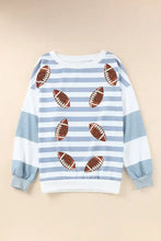 Football Striped Round Neck Long Sleeve Sweatshirt Woman Sweatshirts