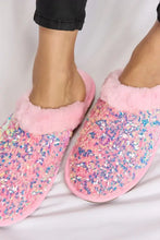 Forever Link Sequin Plush Round Toe Slippers Woman Slippers