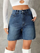 Women’s high-waisted frayed hem denim shorts with raw hem