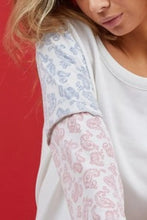 French Terry Color Block Top with Paisley Triblend Sleeves