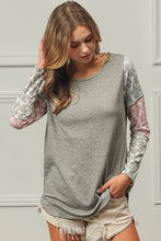 French Terry Paisley Triblend Color Block Long Sleeve Top