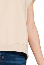 French Terry Round Neck Cap Sleeve T-Shirt for Women
