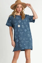 French Terry Short Sleeve Dress with Cowboy Print Casual Dresses