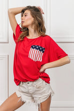 French Terry Top with Dolman Sleeves and American Flag Pocket