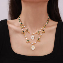 Freshwater Pearl and Titanium Steel Necklace with Star and Bead Accents