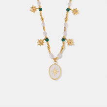 Freshwater Pearl and Titanium Steel Necklace with Star and Bead Accents Gold One Size