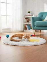 Tappetino per animali domestici in peluche con design a uovo fritto soffice che ricorda un uovo all'occhio di bue