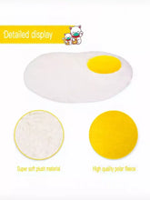 Tappetino per animali in peluche con design a uovo fritto, con tuorlo in pile polare bianco e giallo