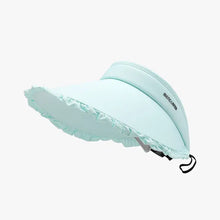 Light blue frill adjustable ice silk sun hat with ruffled brim