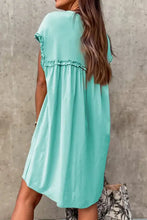 Frill Short Sleeve Mini Dress Woman Casual Dress