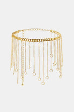 Fringe chain alloy belt with dangling rings and beads for women