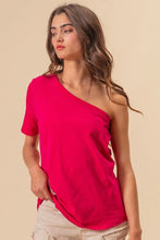 Fuchsia One Shoulder Cotton Blend Top