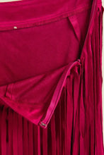 Fuchsia Suede Skirt with Fringe Detailing Woman Skirts