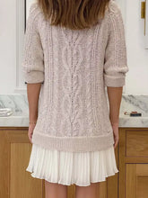 Full size cable knit pleated hem sweater dress in soft beige, plus size view