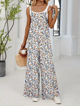 White floral print wide-leg jumpsuit in plus size
