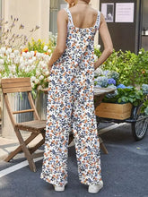 White full size floral print wide leg casual jumpsuit plus size