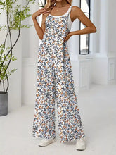 White floral print wide-leg jumpsuit in plus size