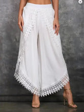 Full Size Lace Detail Wide Leg Pants Plus Size White Woman Pants