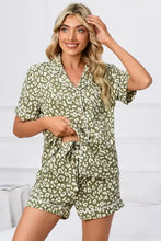 Full Size Leopard Short Sleeve Top and Shorts Lounge Set Plus Size Moss Woman Loungewear Sets