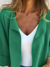 Full Size Open Front 3/4 Sleeve Cardigan Plus Size Cardigans