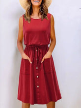 Full Size Round Neck Sleeveless Tank Dress Plus Size Scarlet Casual Dresses