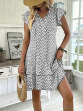 Full Size Ruffled Layered Printed Mini Dress Plus Size White Woman Casual Dress