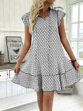 Full Size Ruffled Layered Printed Mini Dress Plus Size Woman Casual Dress