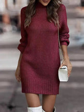 Full size maroon ribbed turtleneck raglan sleeve sweater dress plus size