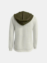 Off-white waffle knit contrast long sleeve hoodie with olive green hood