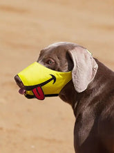 Funny face anti-bite pet muzzle with bright yellow smiling design