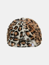 Fuzzy acrylic baseball cap with leopard print faux fur
