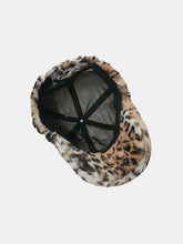 Fuzzy acrylic baseball cap in leopard print faux fur