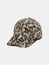 Fuzzy acrylic baseball cap with leopard print faux fur