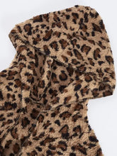 Fuzzy Leopard Long Sleeve Hooded Jacket Woman Outerwear